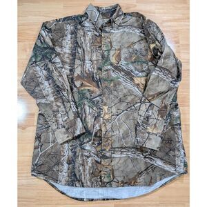 Hobbs Creek Camo Button Front Shirt Mens L Long Sleeve Hunting Outdoors Realtree